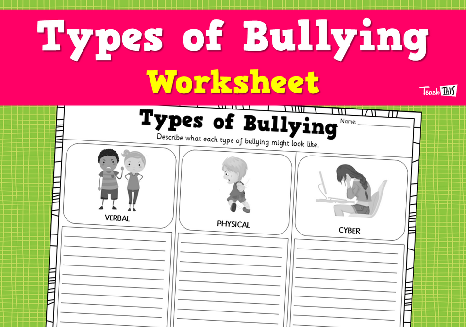 Types of Bullying Worksheet