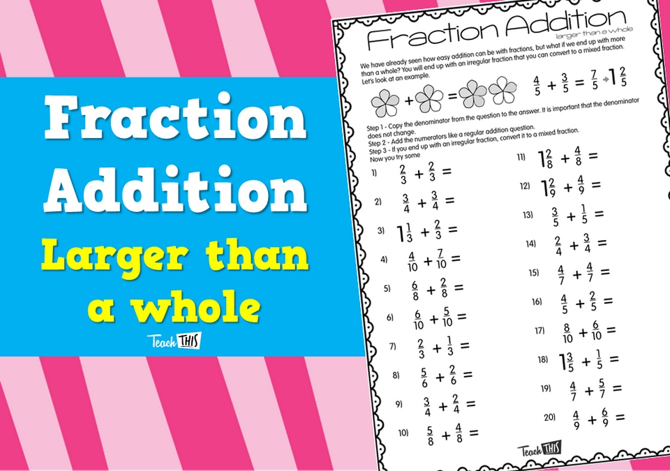 Fraction Addition - Larger than a whole