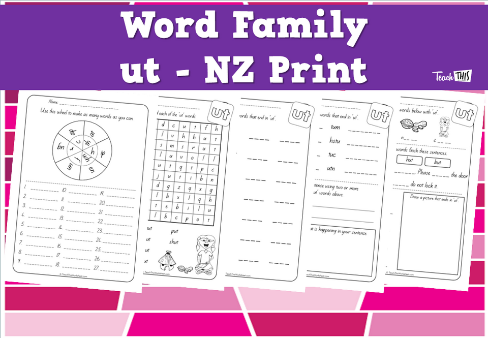 Word Family - ut - NZ Print