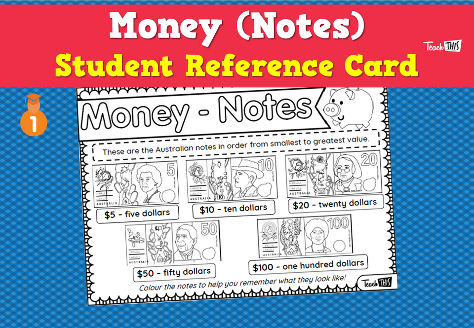 Money (Notes) - Student Reference Card