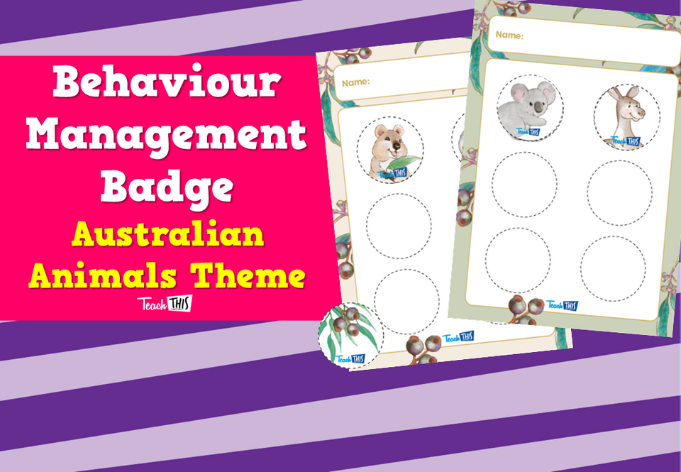 Behaviour Management Badge - Australian Animals Theme