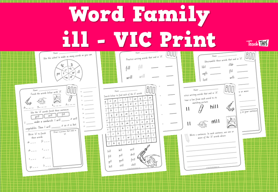 Word Family - ill - VIC Print