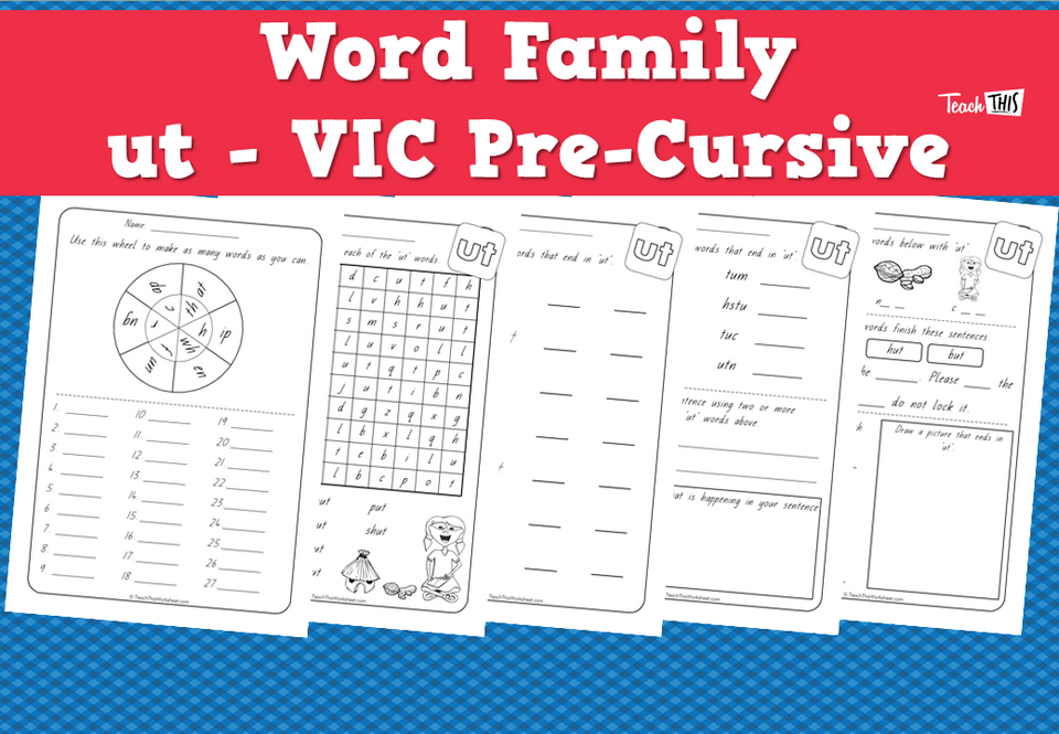 Word Family - ut - VIC Pre-Cursive