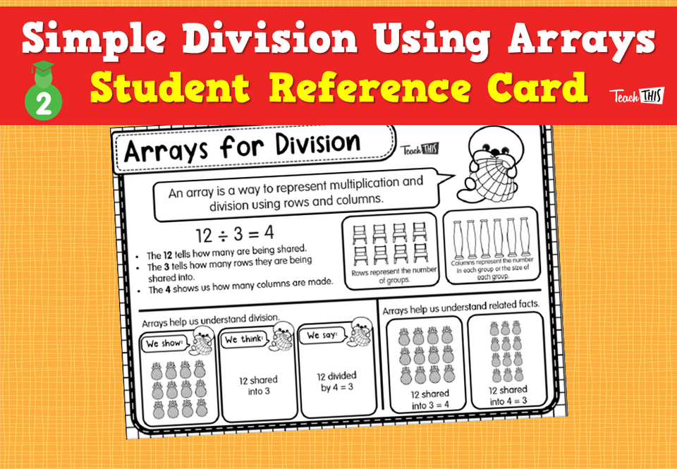 Simple Division Using Arrays - Student Reference Card