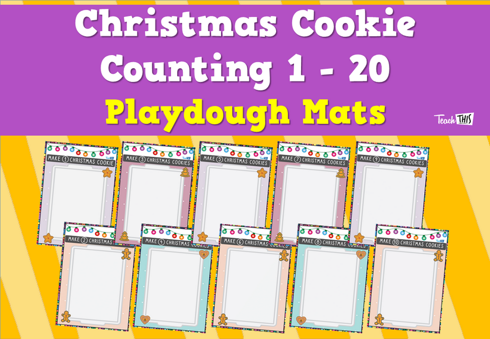 Christmas Cookie Counting 1 - 20 - Playdough Mats