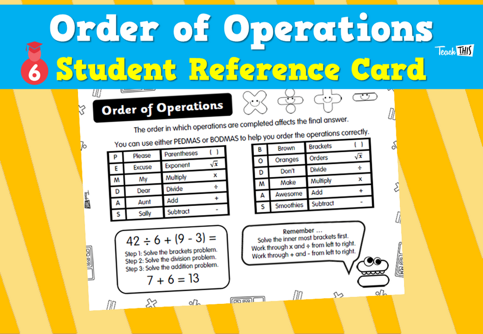 Order of Operations - Student Reference Card