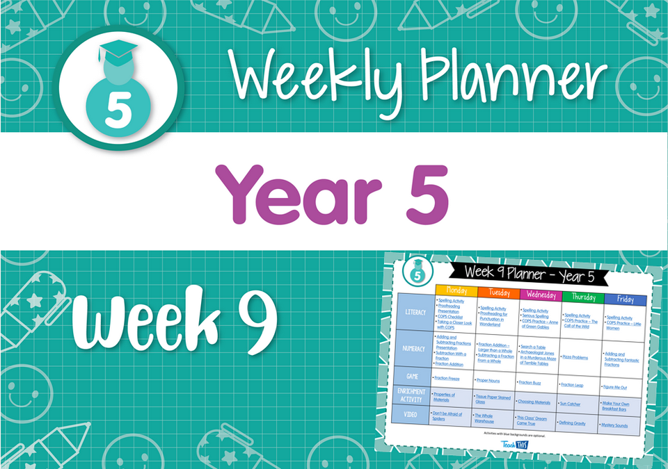 Weekly Planner - Year 5 Week 9