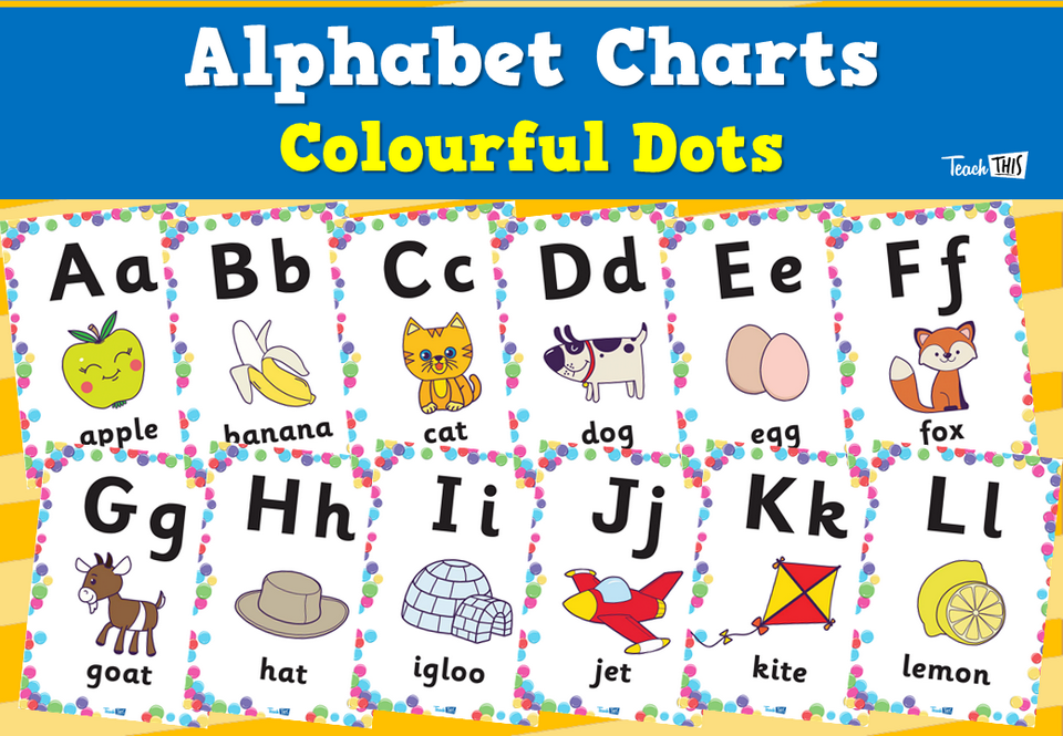 Alphabet Charts - Colourful Dots