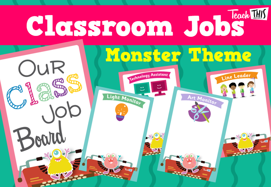 Classroom Jobs A4 - Monsters Theme