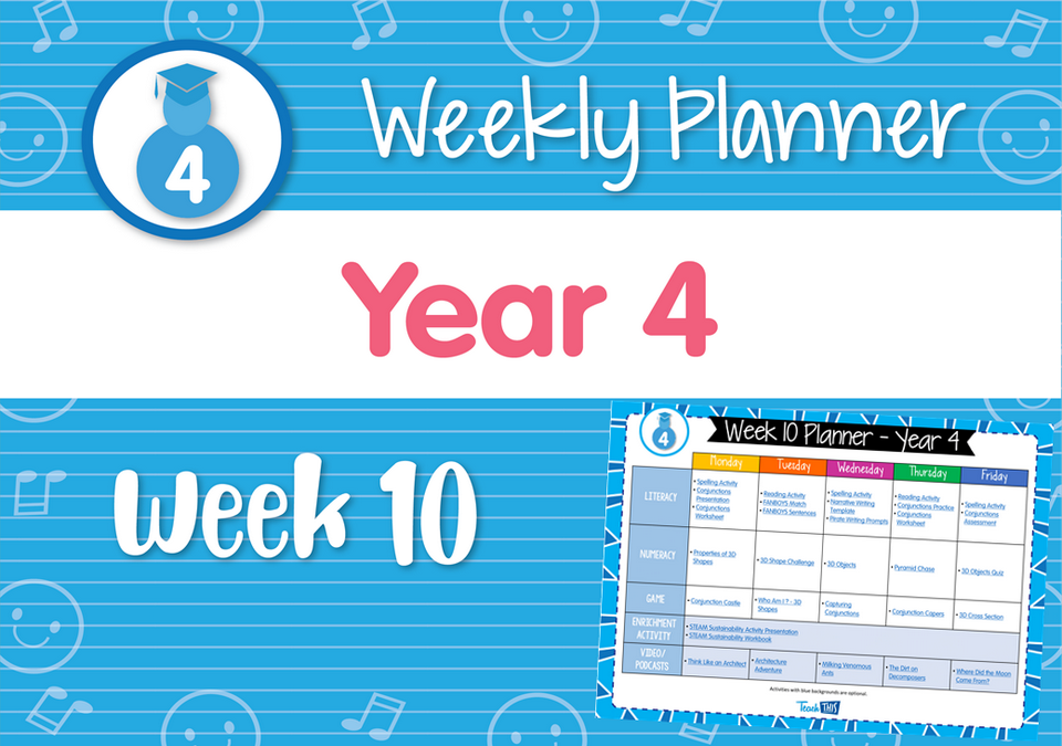 Weekly Planner - Year 4 Week 10