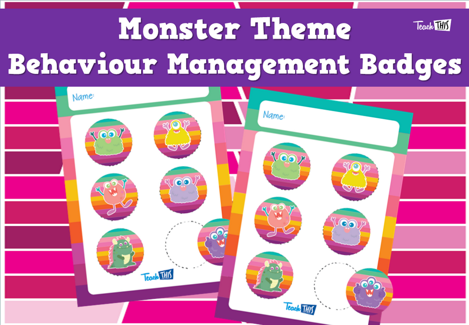 Monster Theme Behaviour Management Badges