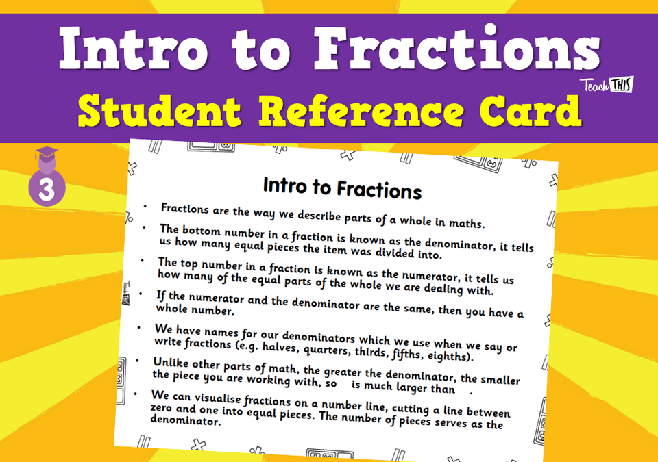 Intro to Fractions - Student Reference Card