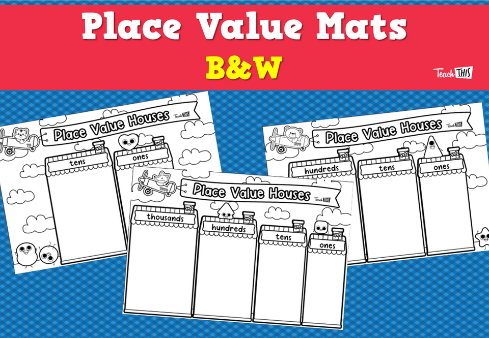 Place Value Mats- B&W