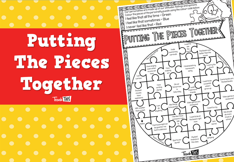 Putting the Pieces Together - First Day Back to School Activity