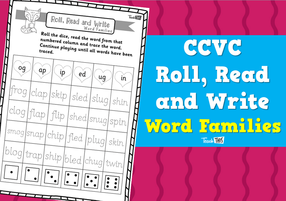CCVC Roll, Read and Write - Word Families