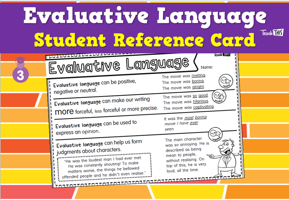 Evaluative Language - Student Reference Card
