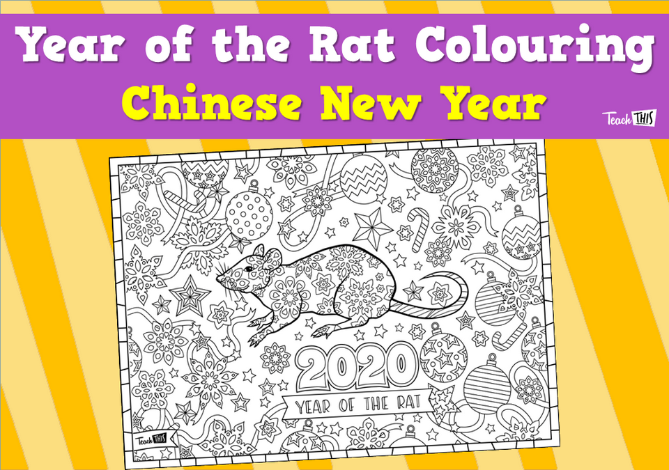 Year of the Rat Colouring - Chinese New Year