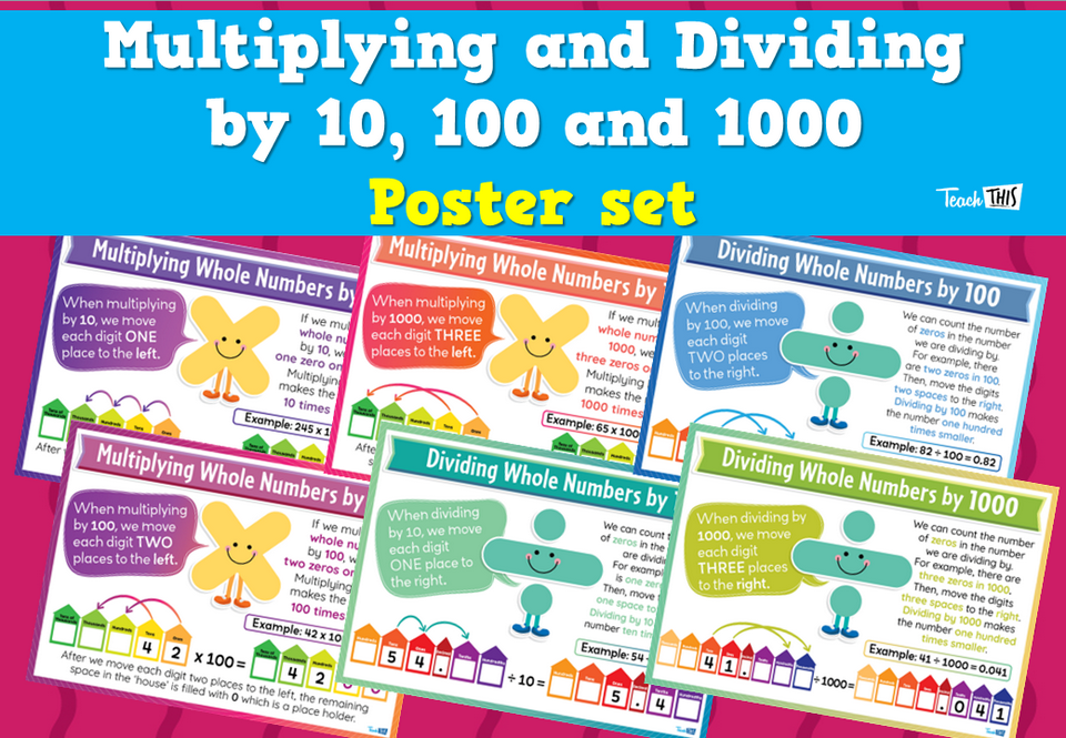Multiplying and Dividing by 10, 100 and 1000 Poster set