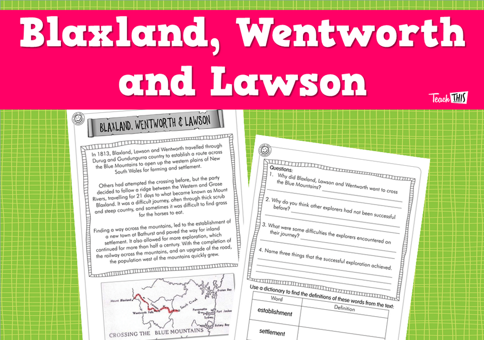Blaxland, Wentworth and Lawson (2pg)