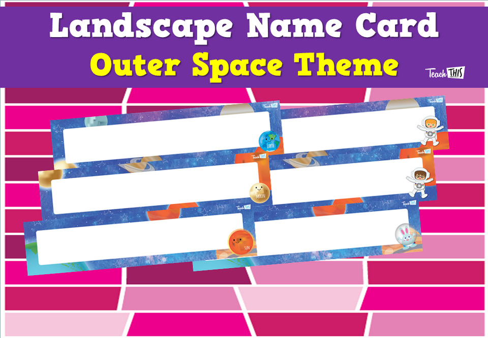 Landscape Name Card - Outer Space Theme