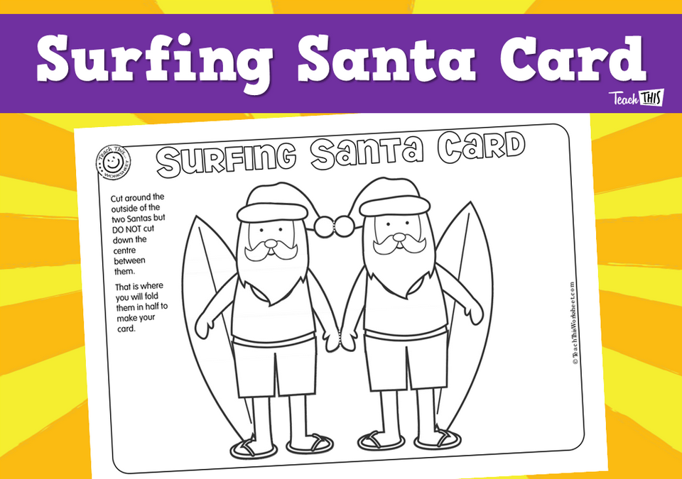 Surfing Santa Card