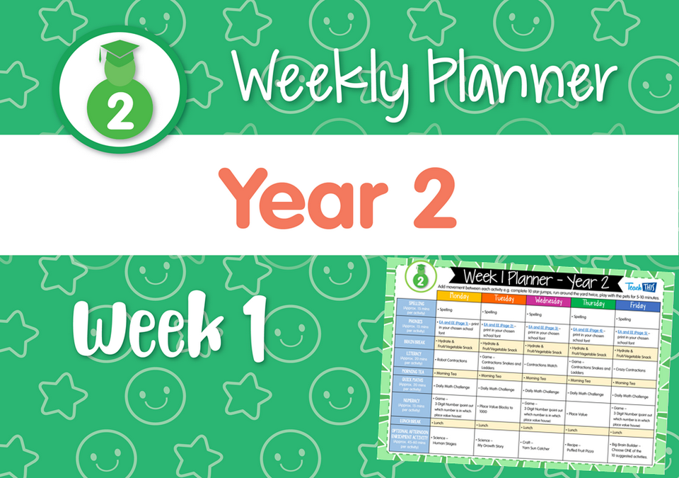 Weekly Planner - Year 2 Week 1