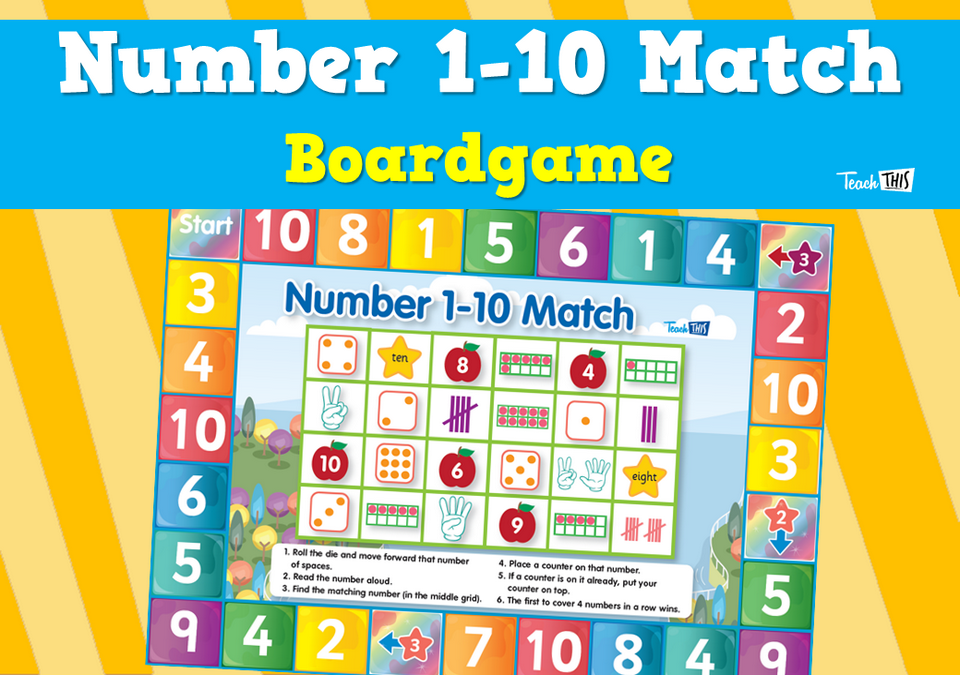 Number 1-10 Match Boardgame