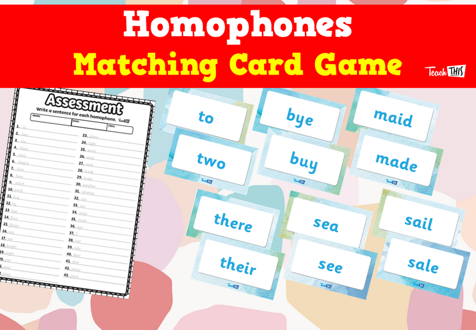 Homophones Matching Cards