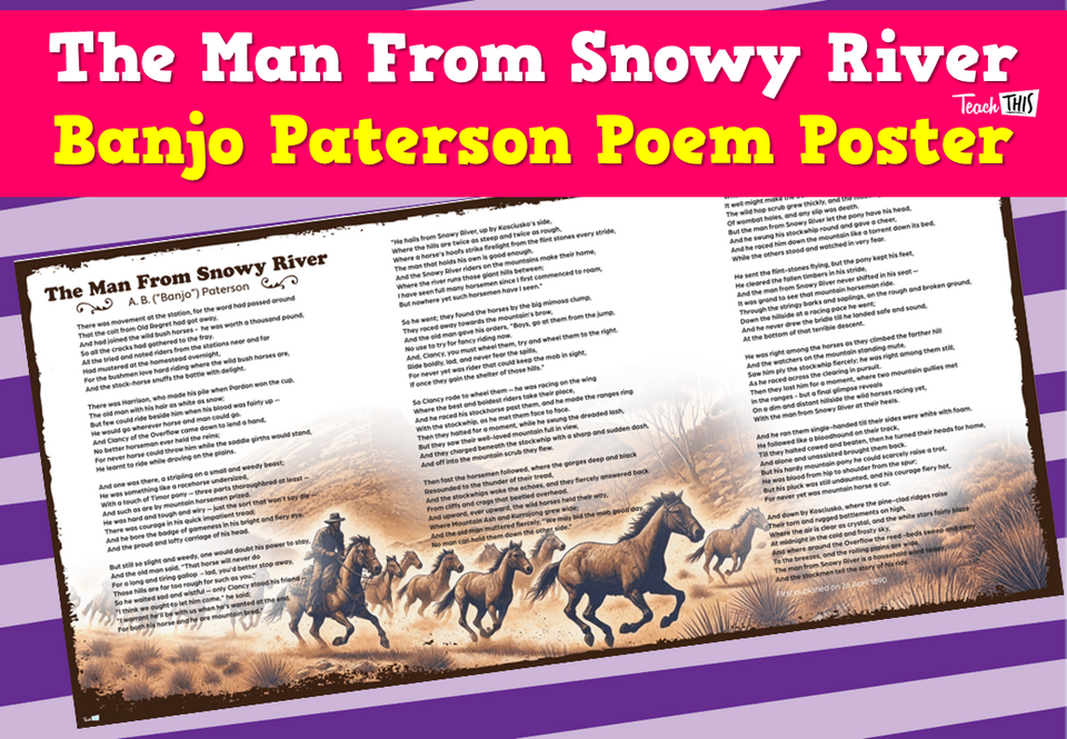 The Man From Snowy River - Banjo Paterson Poem Poster