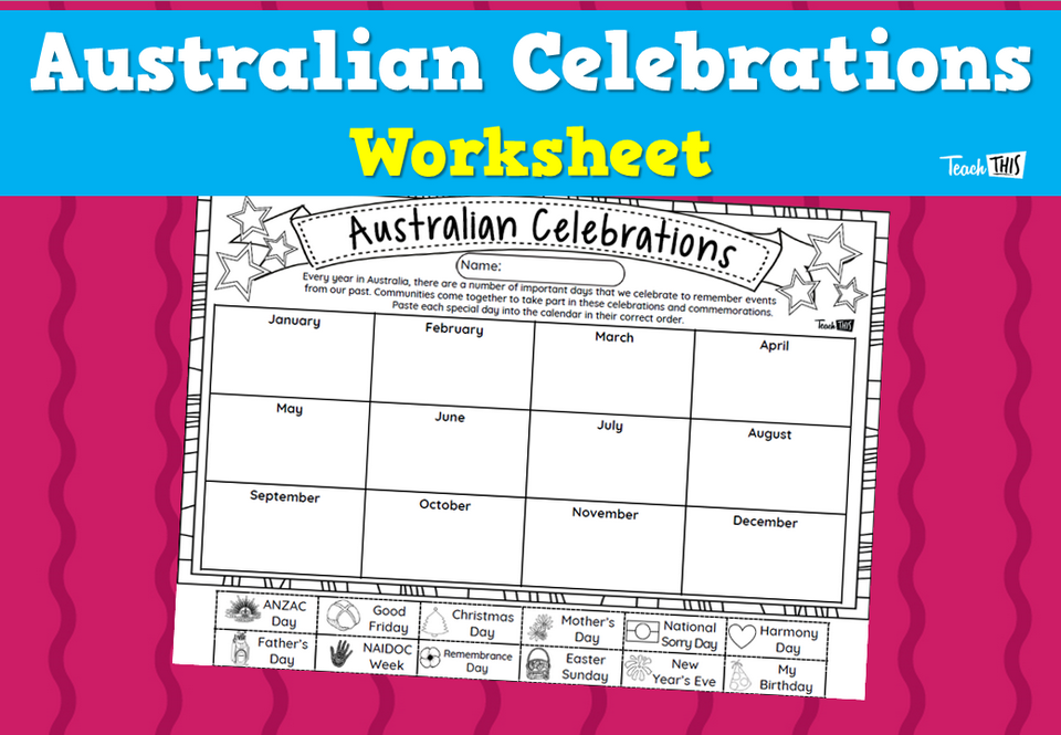 Australian Celebrations - Worksheet
