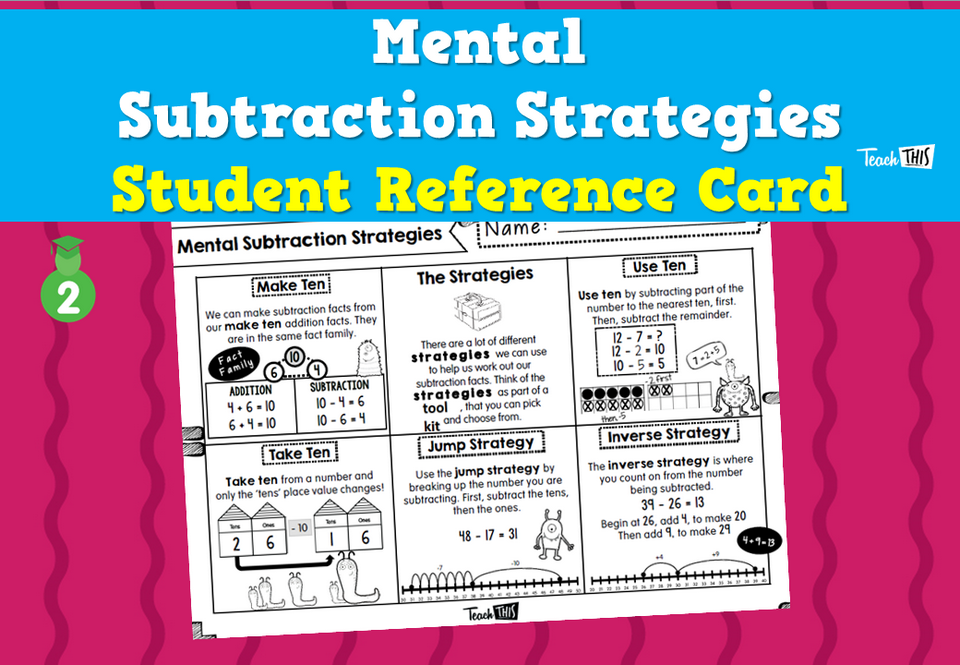 Mental Subtraction Strategies - Student Reference Card