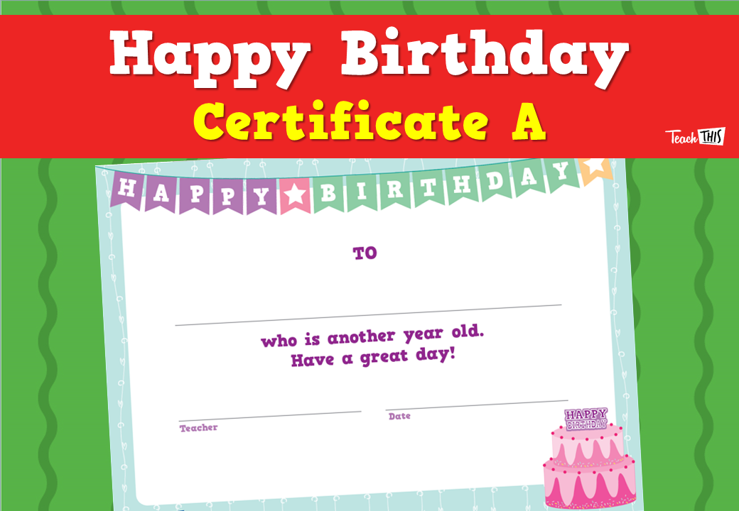 Happy Birthday Certificate A