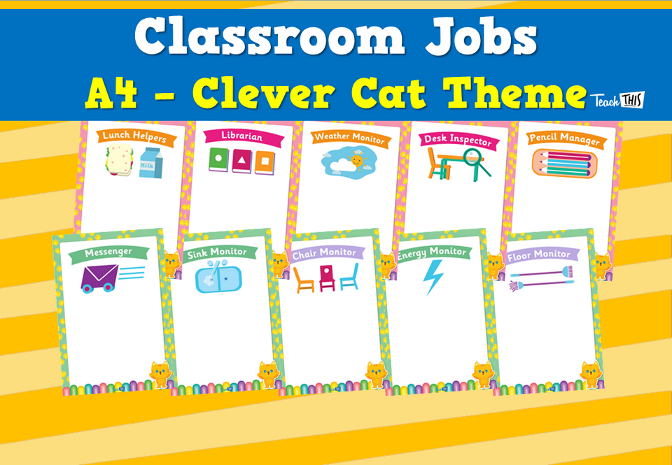 Classroom Jobs A4 - Clever Cat