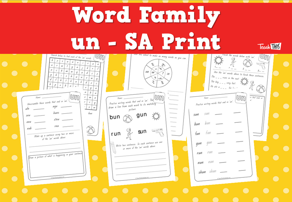 Word Family - un - SA Print