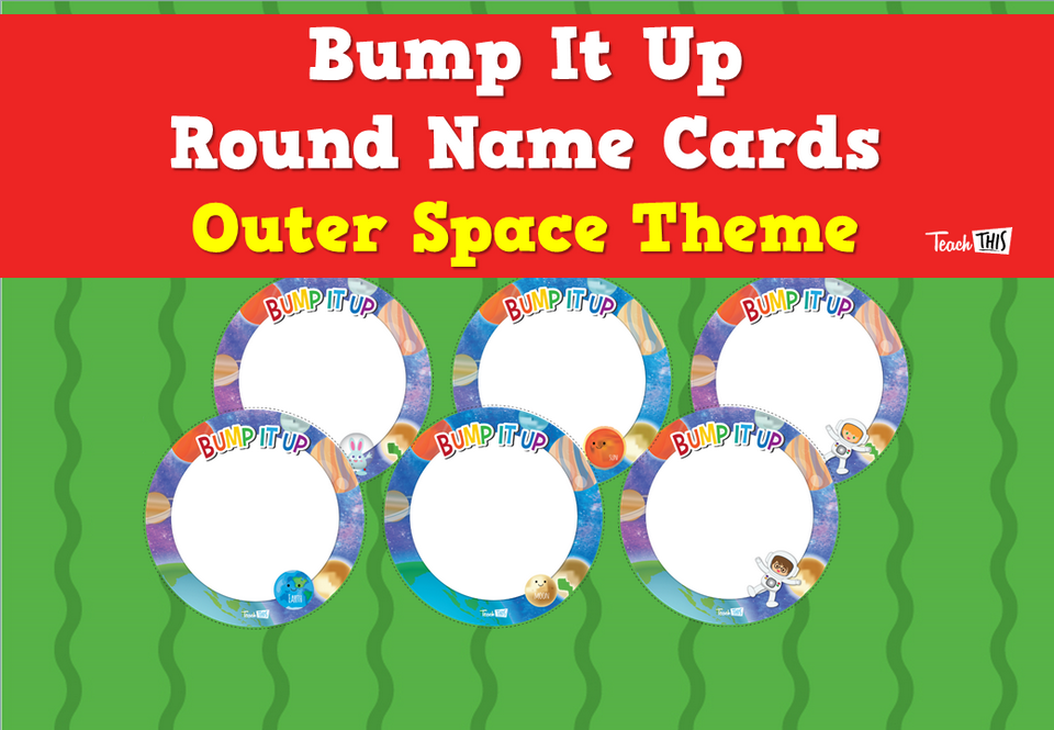 Bump It Up Round Name Cards - Outer Space Theme