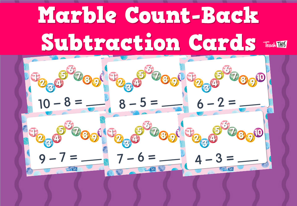 Marble Count-Back Subtraction Cards