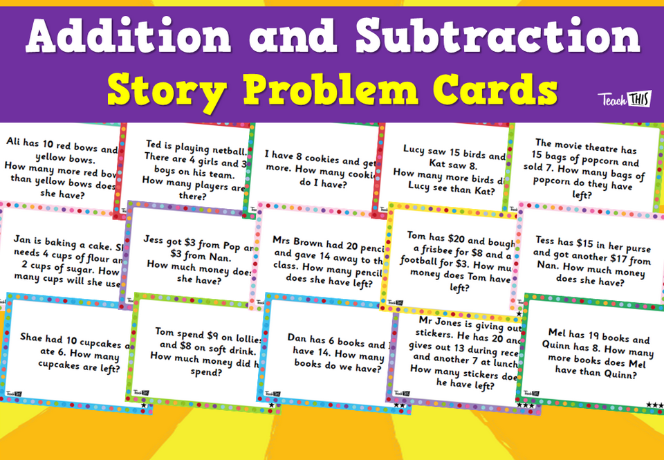 Addition and Subtraction Story Problem Cards