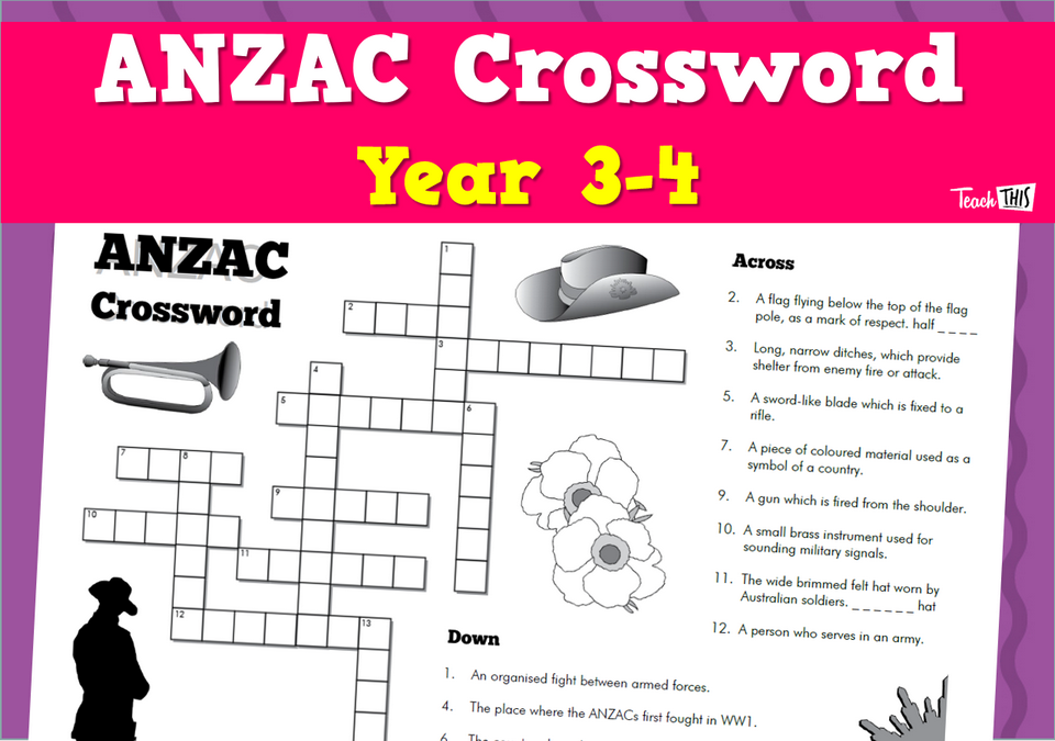 ANZAC Crossword Year 3-4