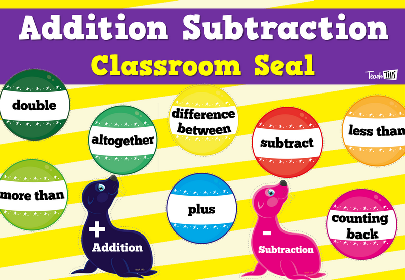 Addition Subtraction Classroom Seal Display