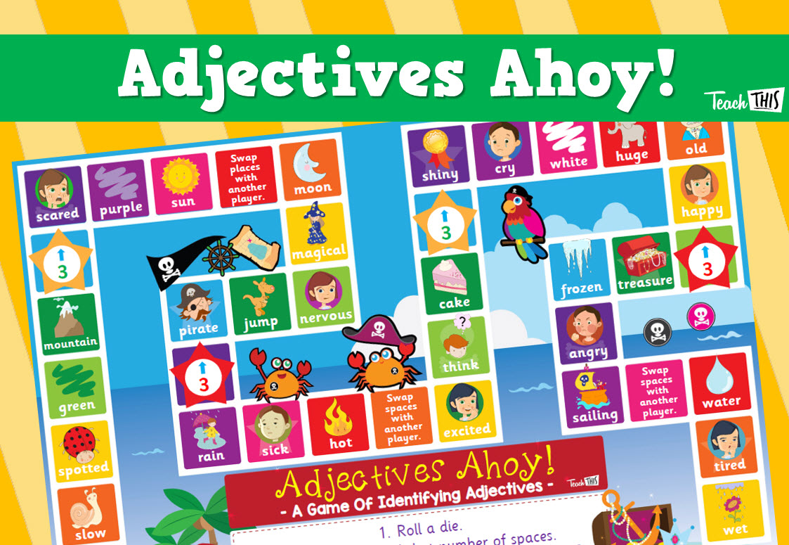 Adjectives Ahoy Board game