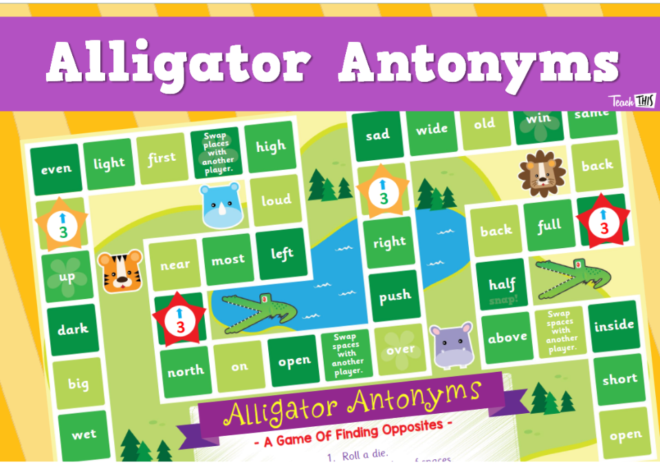 Alligator Antonyms - Opposites Boardgame