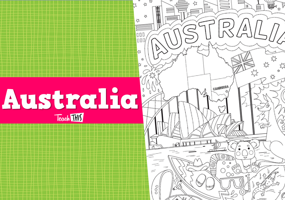 Australia Colouring BW