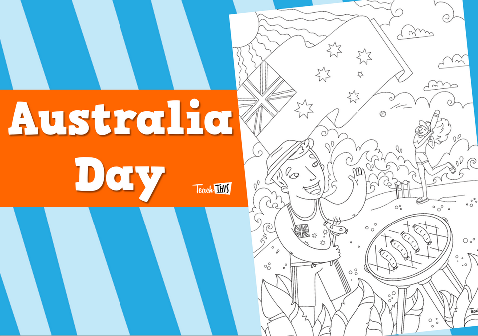 Australia Day Colouring BW