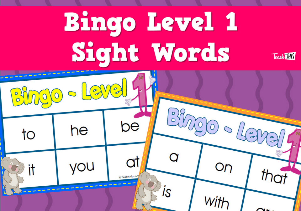 Bingo Level 1 Sight Words