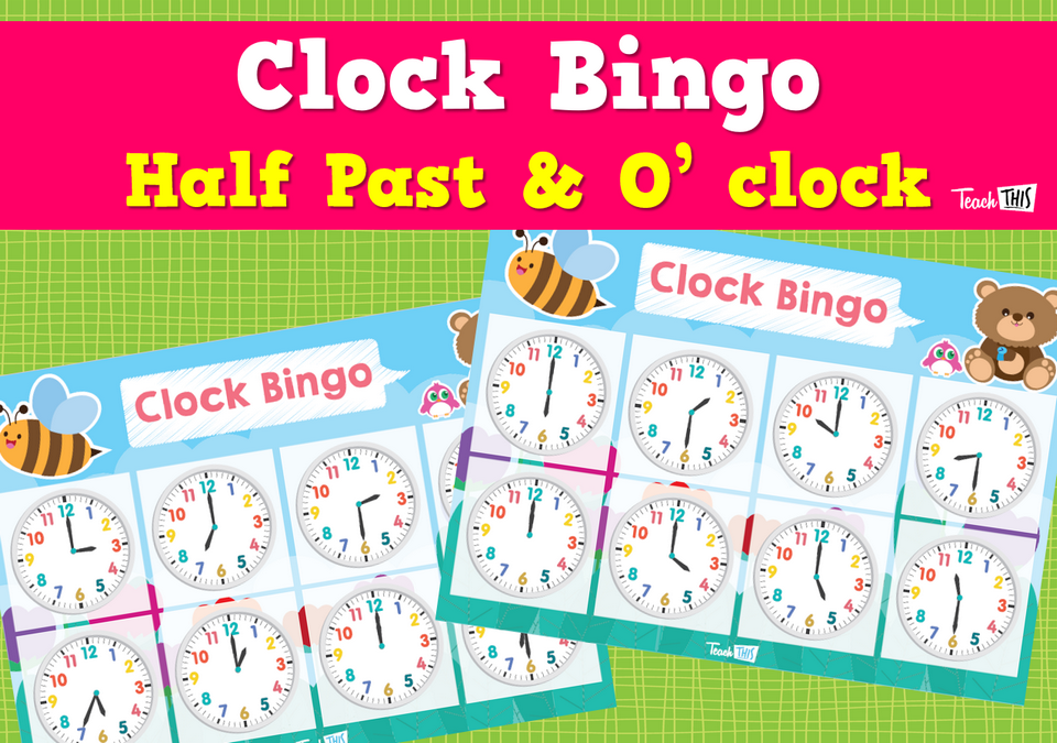 Clock Bingo - half past and oclock