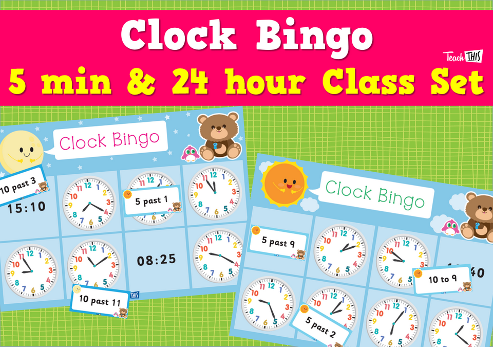 Clock Bingo - 5 min & 24 hour Class Set