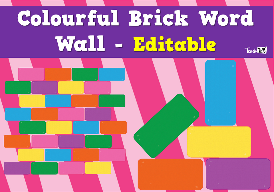 Colourful Brick Word Wall - Editable