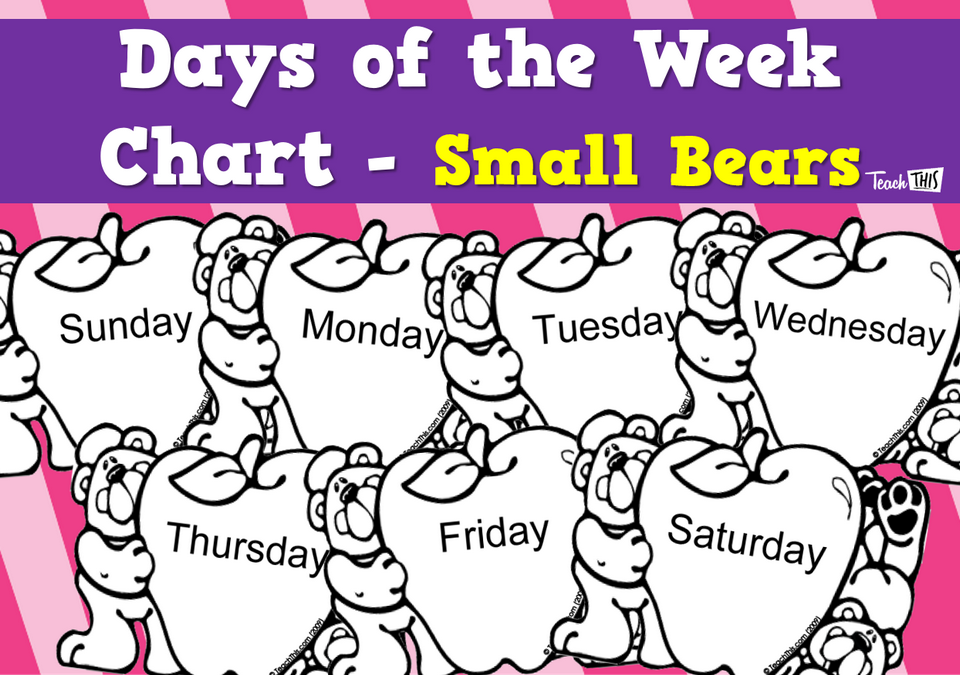 Days of the Week Charts - Small Bears