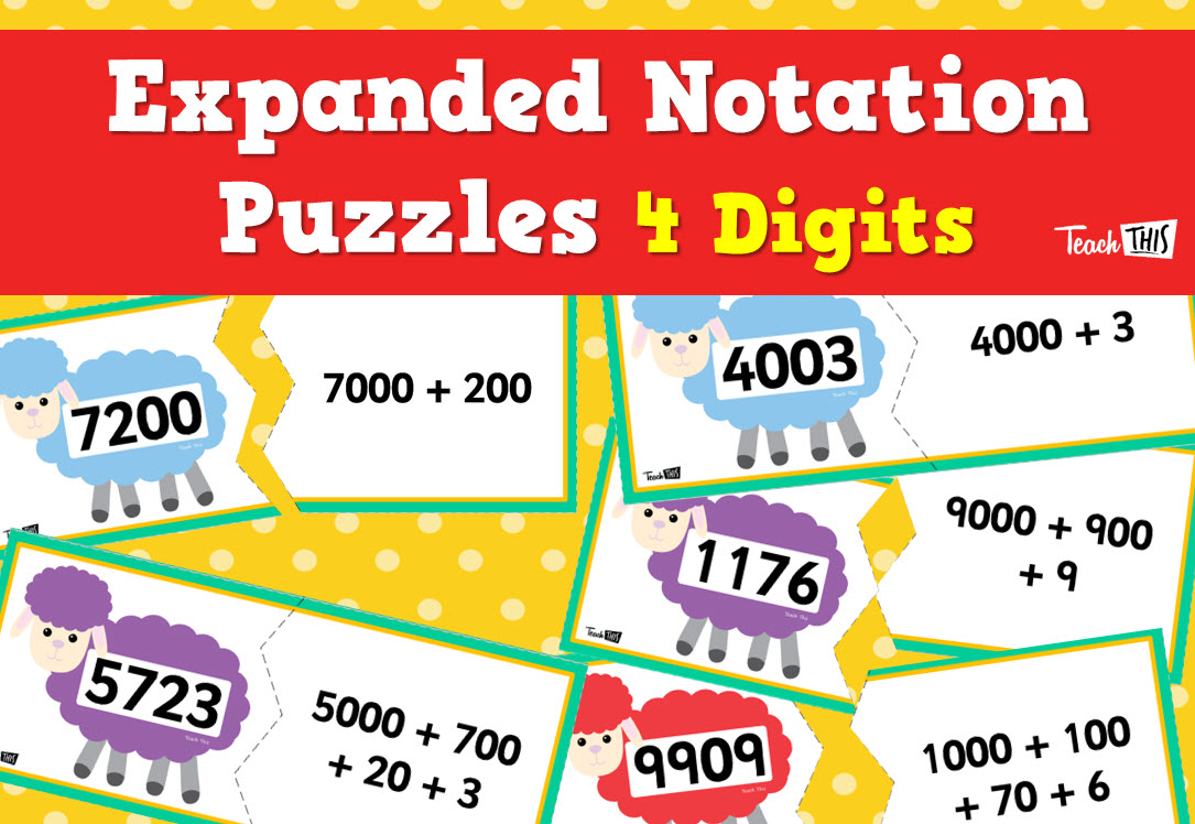 Expanded Notation Puzzle - 4 Digit