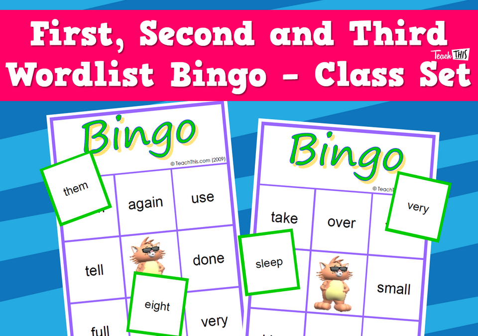 First Second and Third Wordlist Bingo - Class Set